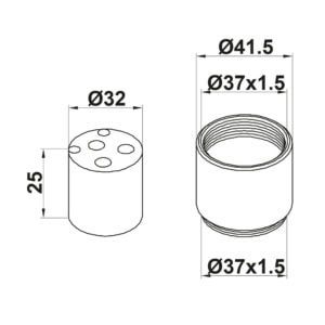 HERZ – Predĺženie na kartušu 25 mm, čierne